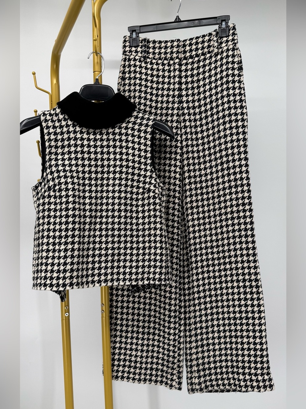 DREW Black & White  Wide-Leg Pants Vest Set Size XS
